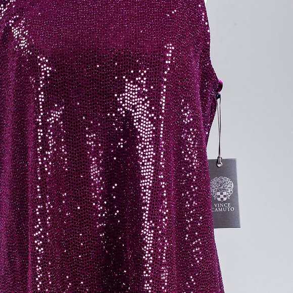 NWT Arresting Plum Sequin Keyhole-Back Sleeveless Dress - M - Picture 3 of 9
